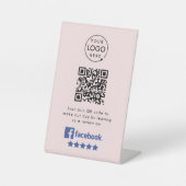 Signe De Table Demande de révision Facebook | QR Code Pink Busine (Recto)