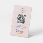 Signe De Table Demande de révision Google | Code QR Logo d'entrep (Recto)