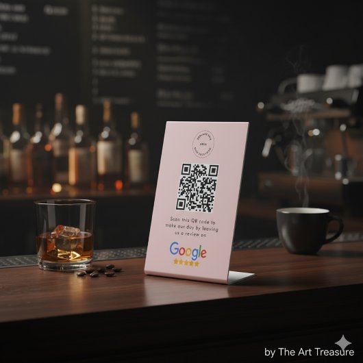 Signe De Table Demande de révision Google | Code QR Logo d'entrep