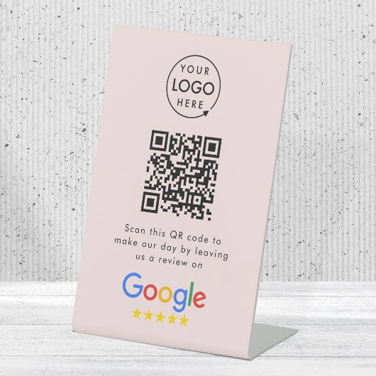 Signe De Table Demande de révision Google | Code QR Logo d'entrep