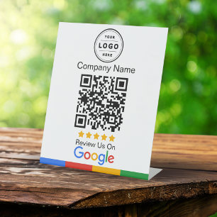 Signe De Table Demande d'évaluation Google avec logo Pedestal