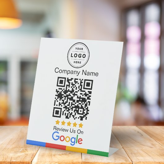 Signe De Table Demande d'évaluation Google avec logo Pedestal
