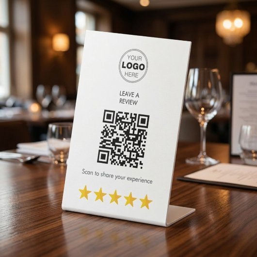 Signe De Table Demande d'examen de code QR moderne pour les entre