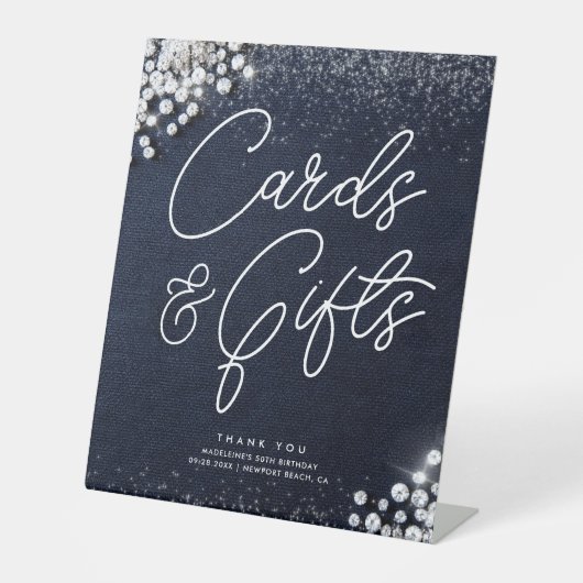 Signe De Table Denim Diamonds Bling Classy Elegant Cards Gifts (Recto)