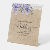 Signe De Table Dentelle mariage Affiche de bienvenue Purple Wiste (Recto)