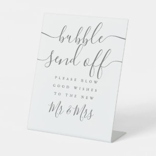 Signe De Table Départ de bulle Chic Gris Script