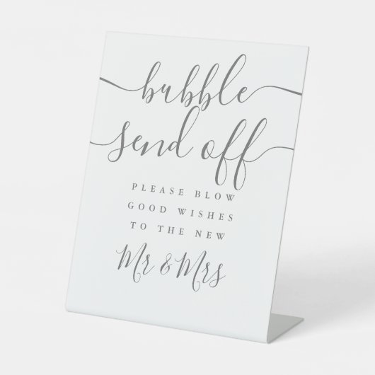 Signe De Table Départ de bulle Chic Gris Script (Recto)