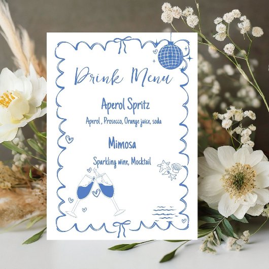 Signe De Table Dernier Toast On the Coast Drink Menu bachelorette