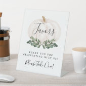 Signe De Table Des Favoris Rustiques Des Citrouilles Blancs S'Il  (In SItu)