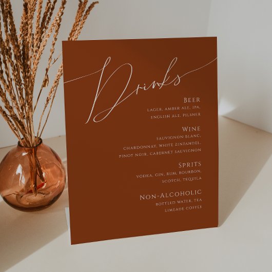 Signe De Table Désert de Whimsical | Menu des boissons Mariages e