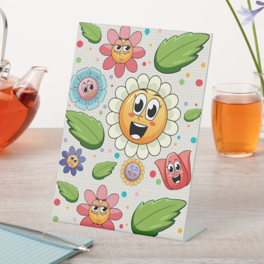 Signe De Table Design arrière - plan transparent avec fleurs colo (In SItu)