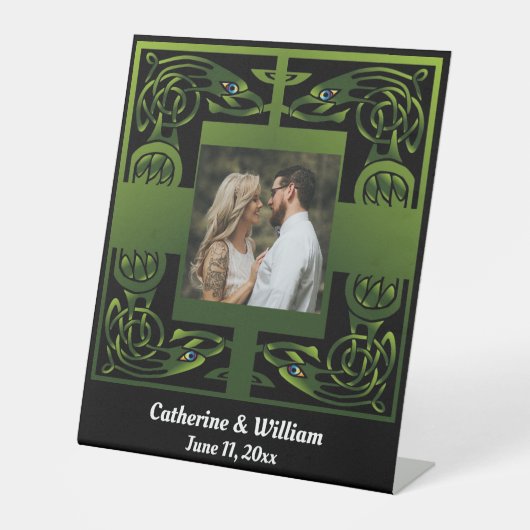 Signe De Table Design Celtique irlandais traditionnel vert (Recto)