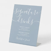 Signe De Table Design Dusty Blue Script Mariage Signature Boisson (Recto)