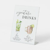 Signe De Table Design Elégant Aquarelle Signature Boissons (Recto)