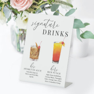 Signe De Table Design Elégant Aquarelle Signature Boissons