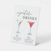 Signe De Table Design Elégant Aquarelle Signature Boissons (Recto)