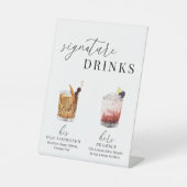 Signe De Table Design Elégant Aquarelle Signature Boissons (Recto)