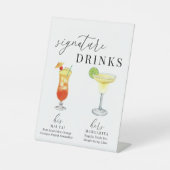 Signe De Table Design Elégant Aquarelle Signature Boissons (Recto)