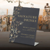 Signe De Table Design élégant Golden Floral Signature Boissons