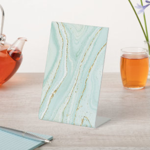 Signe De Table design en marbre liquide peint à la main avec gli