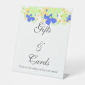 Signe De Table Design floral élégant jaune vert bleu (Recto)