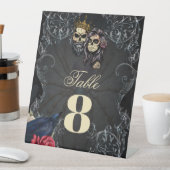 Signe De Table Design mariage gothique foncé avec crânes (In SItu)