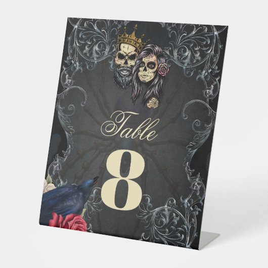 Signe De Table Design mariage gothique foncé avec crânes (Recto)