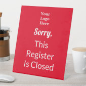 Signe De Table Désolé, Ce Registre Est Fermé Rouge Blanc Logo (In SItu)