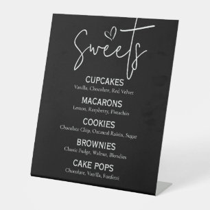Signe De Table Dessert sucré minimal Menu Moderne Noir Blanc Chic