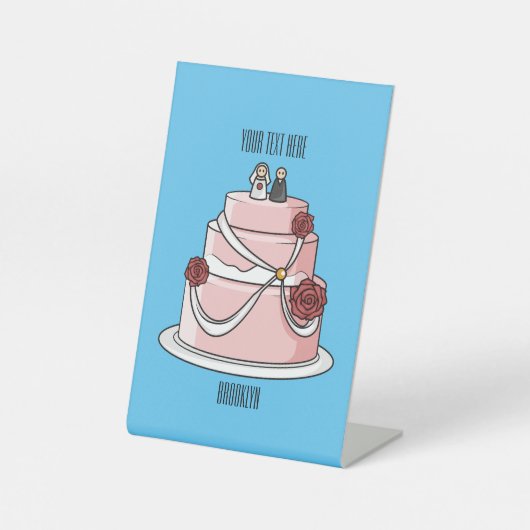 Signe De Table dessin animé de gâteau mariage (Recto)