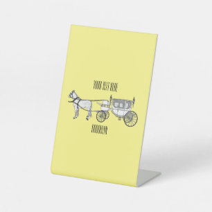 Signe De Table dessin animé mariage cheval & calèche