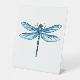 Signe De Table Dessin bleu vert libellule J'aime les libellules