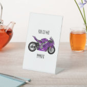 Signe De Table Dessin de moto de sport violet (In SItu)