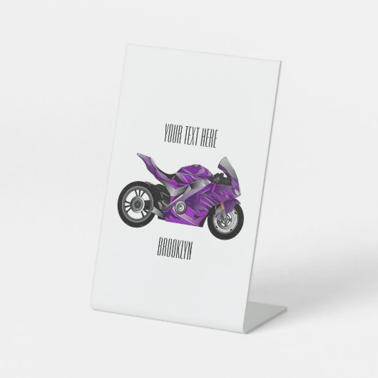 Signe De Table Dessin de moto de sport violet (Recto)