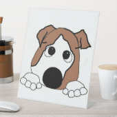 Signe De Table dessin humoristique bulldog rouge et blanc (In SItu)