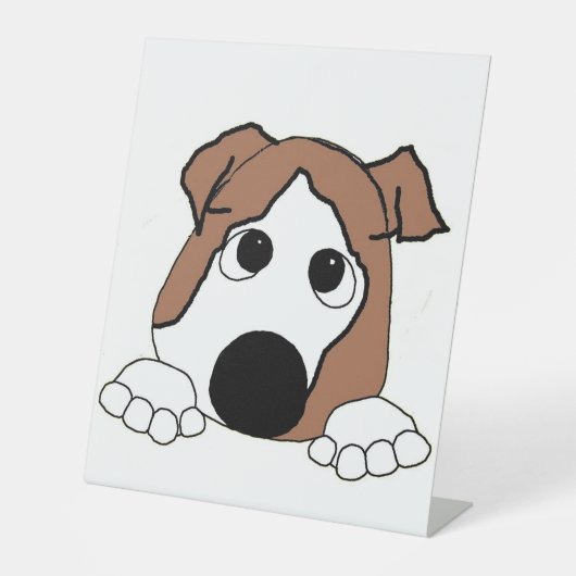 Signe De Table dessin humoristique bulldog rouge et blanc (Recto)