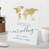 Signe De Table Destination Mariage Monde Carte Gold Bienvenue (In SItu)