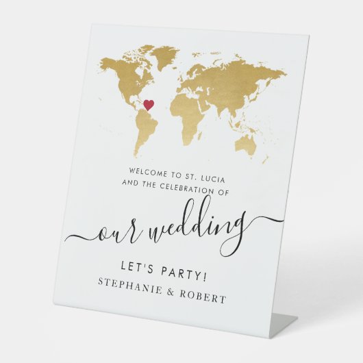 Signe De Table Destination Mariage Monde Carte Gold Bienvenue (Recto)