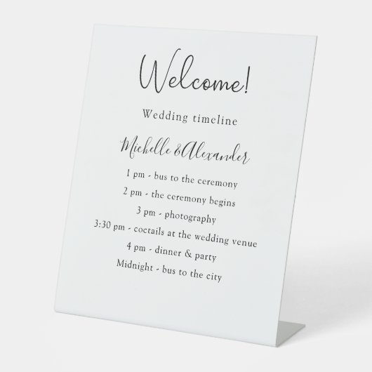 Signe De Table Détails du programme de mariage noir blanc (Recto)