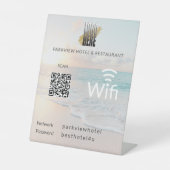 Signe De Table Détails du réseau Wi-Fi de plage avec logo QR Code (Recto)