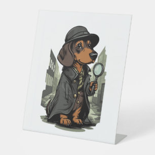 Signe De Table Détective Dachshund - Mystery Solving Dog