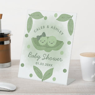 Signe De Table Deux Pois Dans Pod Twin Girl Baby shower Bienvenue