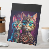 Signe De Table Deux Pots de chatons Steampunk (In SItu)