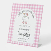 Signe De Table Deux sots oie rose 2e Affiche de bienvenue d'anniv (Recto)
