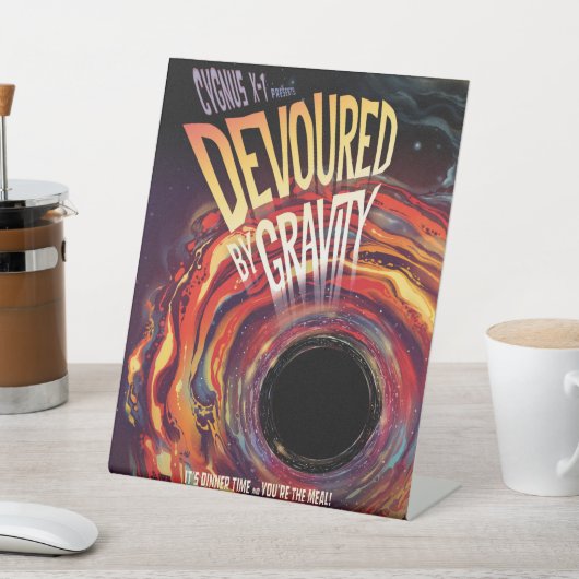 Signe De Table Dévasté Par Gravité Halloween Trou Horreur Noir (In SItu)