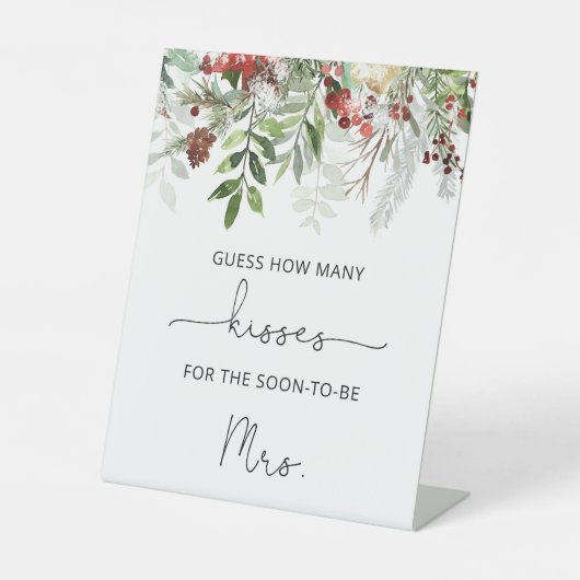 Signe De Table Devinez combien de baisers de mariage Evergreen (Recto)
