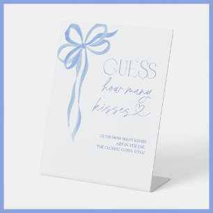 Signe De Table Devinez combien de baisers Fête des mariées Bleue