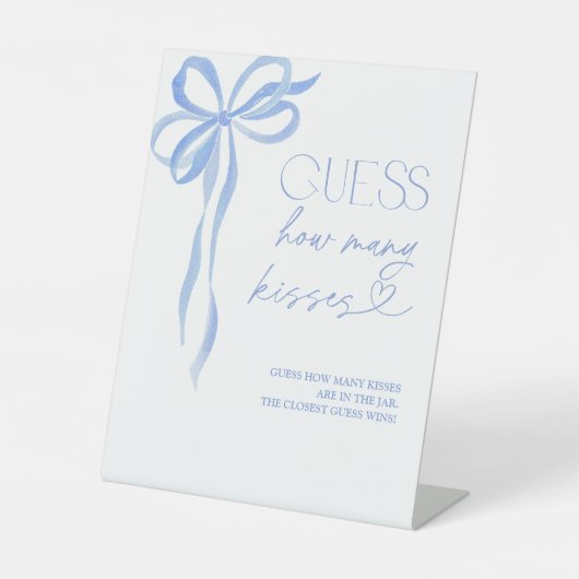 Signe De Table Devinez combien de baisers Fête des mariées Bleue  (Recto)