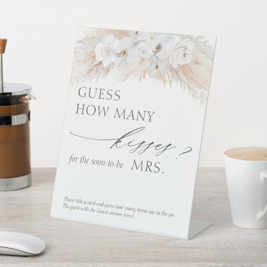 Signe De Table Devinez combien de baisers Pampas jeu d'herbe (In SItu)