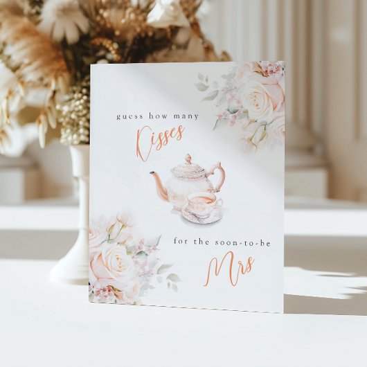 Signe De Table Devinez combien de baisers Pastel Blooms jeu de do